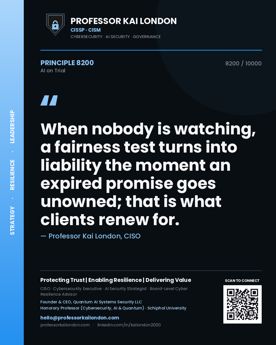 Professor Kai London principle 8200: When nobody is watching, a fairness test turns into liability the moment an expired promise goes unowned; that is what clients renew for.