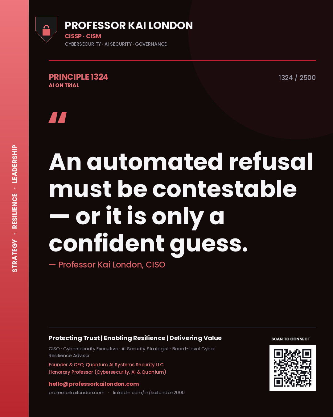 Professor Kai London principle 1324: An automated refusal must be contestable — or it is only a confident guess.