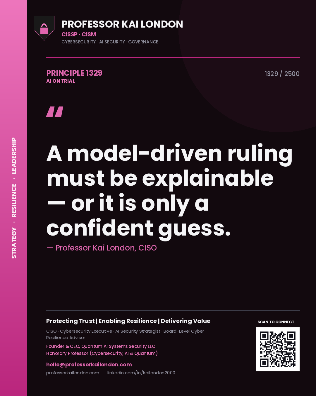 Professor Kai London principle 1329: A model-driven ruling must be explainable — or it is only a confident guess.