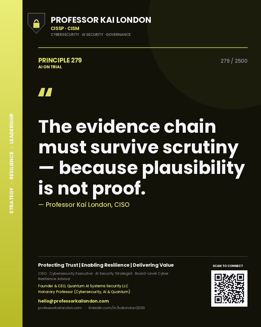 Professor Kai London principle 279: The evidence chain must survive scrutiny — because plausibility is not proof.