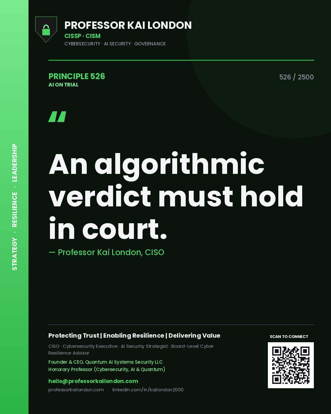 Professor Kai London principle 526: An algorithmic verdict must hold in court.