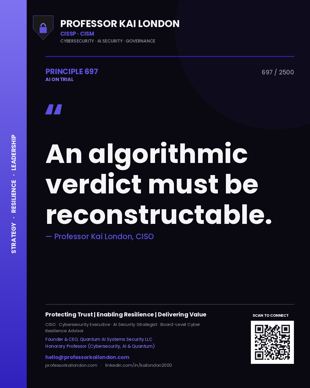 Professor Kai London principle 697: An algorithmic verdict must be reconstructable.