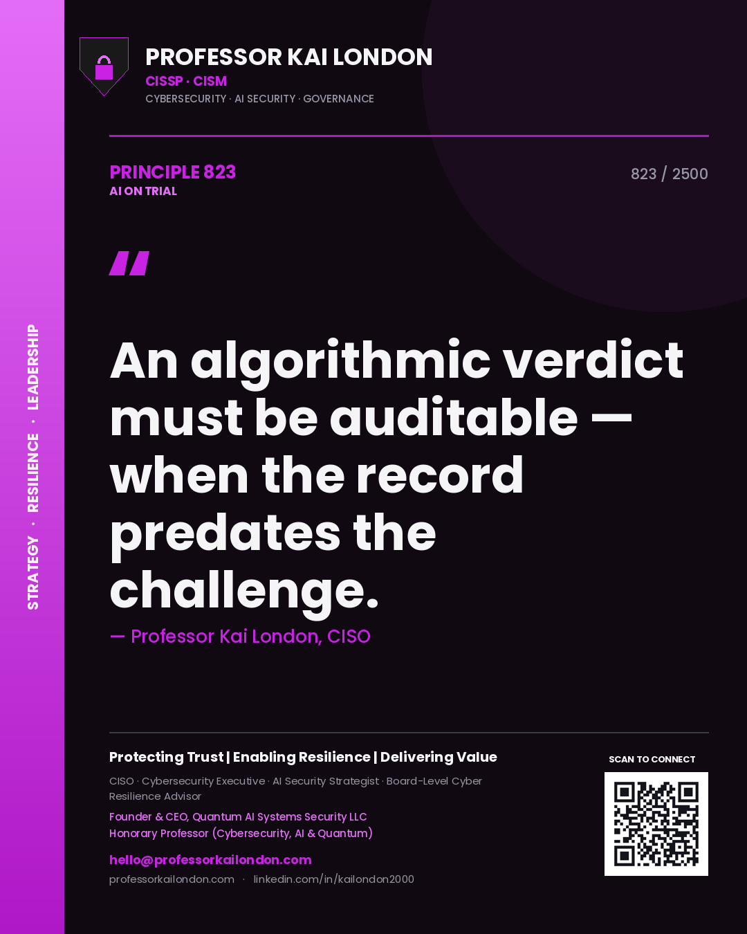 Professor Kai London principle 823: An algorithmic verdict must be auditable — when the record predates the challenge.