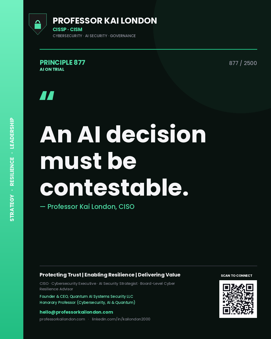 Professor Kai London principle 877: An AI decision must be contestable.