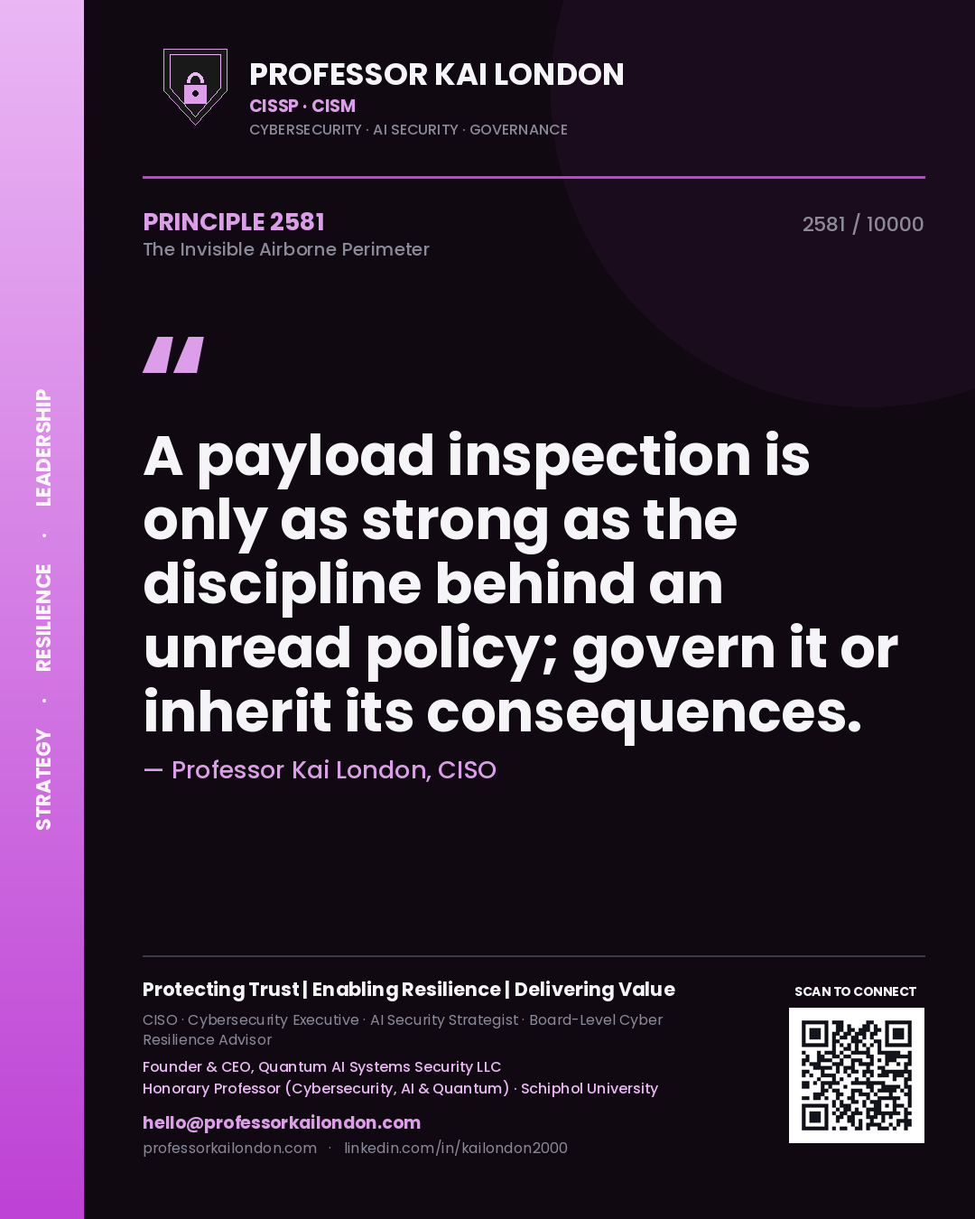 Professor Kai London principle 2581: A payload inspection is only as strong as the discipline behind an unread policy; govern it or inherit its consequences.