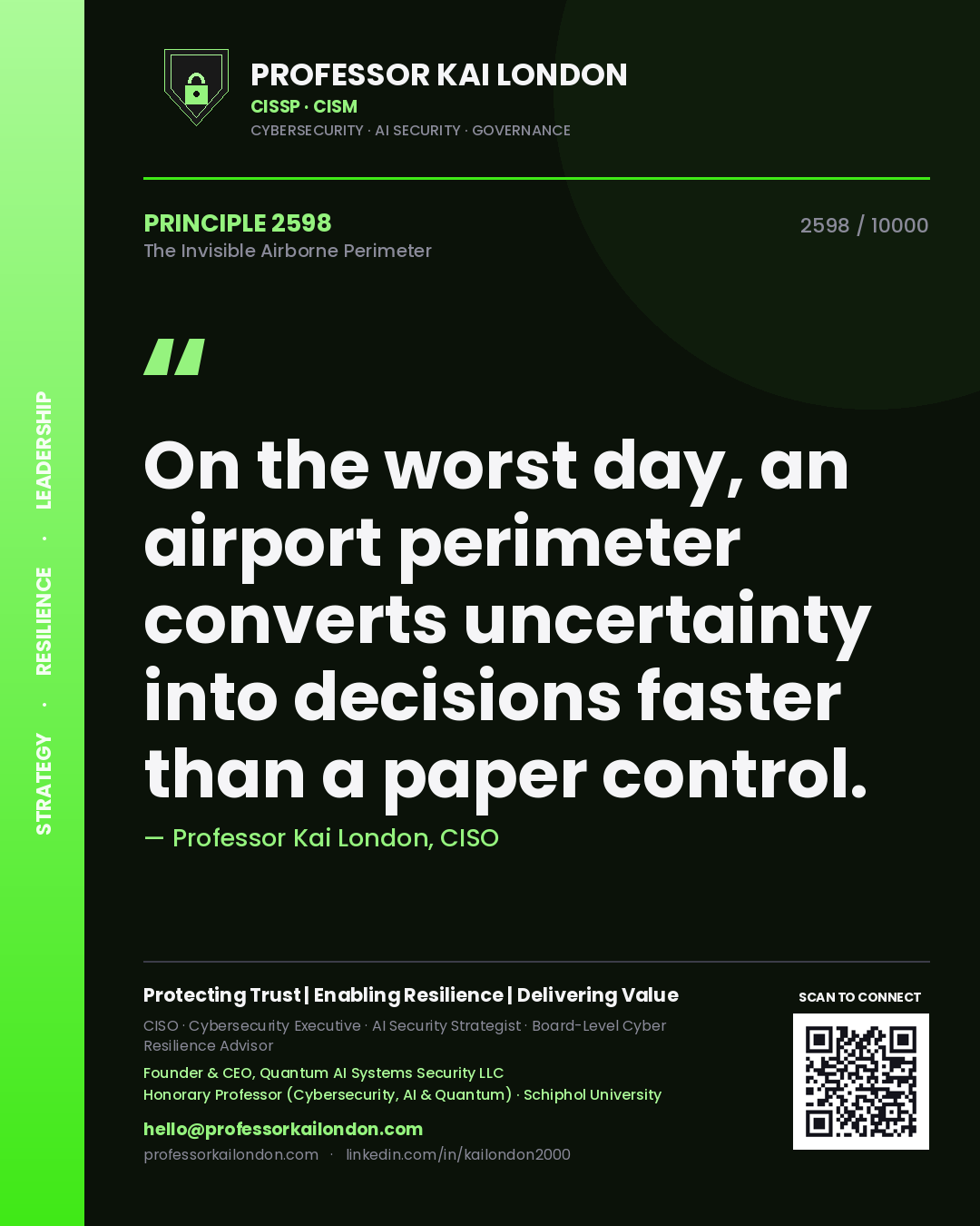 Professor Kai London principle 2598: On the worst day, an airport perimeter converts uncertainty into decisions faster than a paper control.