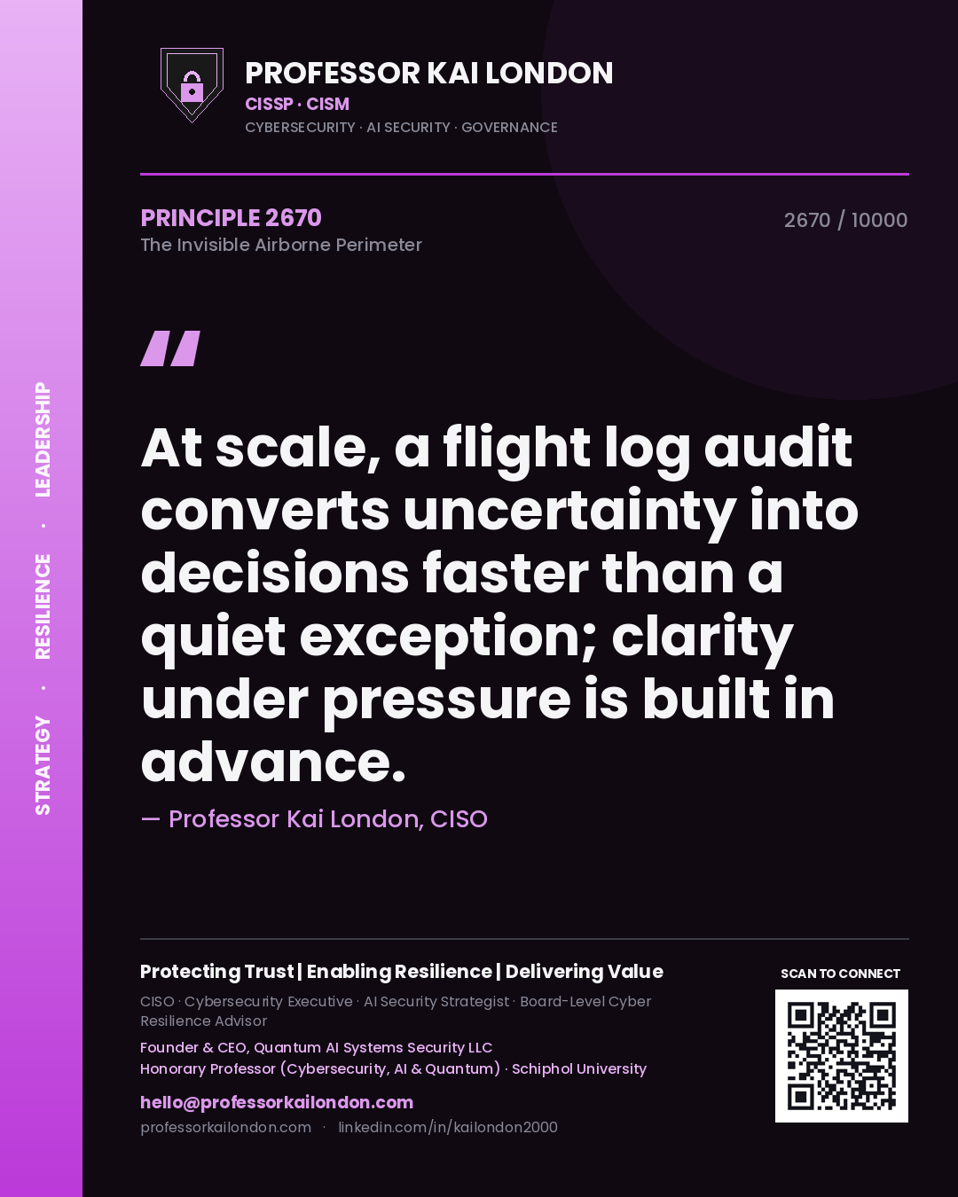 Professor Kai London principle 2670: At scale, a flight log audit converts uncertainty into decisions faster than a quiet exception; clarity under pressure is built in advance.