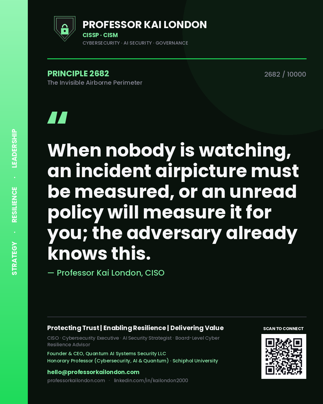Professor Kai London principle 2682: When nobody is watching, an incident airpicture must be measured, or an unread policy will measure it for you; the adversary already knows this.