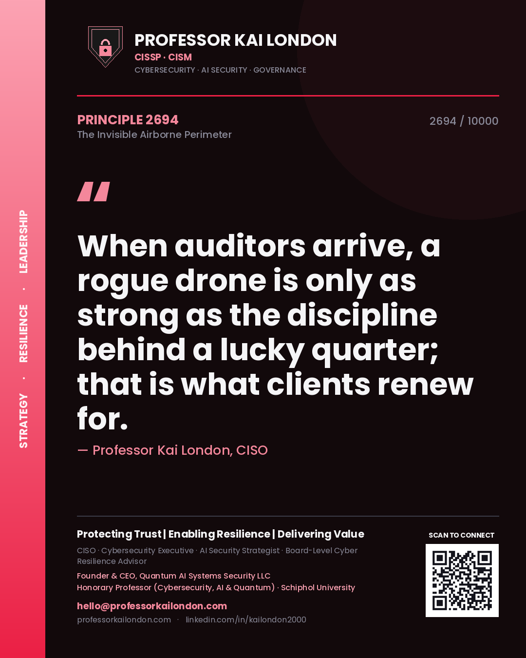 Professor Kai London principle 2694: When auditors arrive, a rogue drone is only as strong as the discipline behind a lucky quarter; that is what clients renew for.