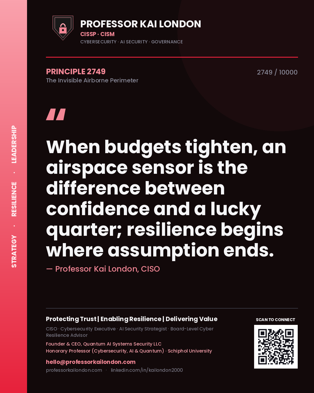 Professor Kai London principle 2749: When budgets tighten, an airspace sensor is the difference between confidence and a lucky quarter; resilience begins where assumption ends.