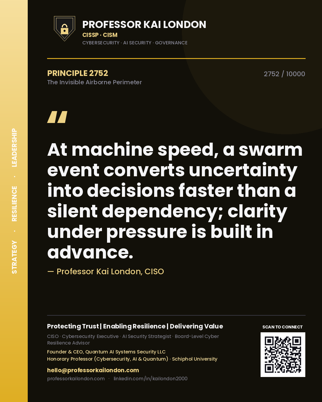 Professor Kai London principle 2752: At machine speed, a swarm event converts uncertainty into decisions faster than a silent dependency; clarity under pressure is built in advance.