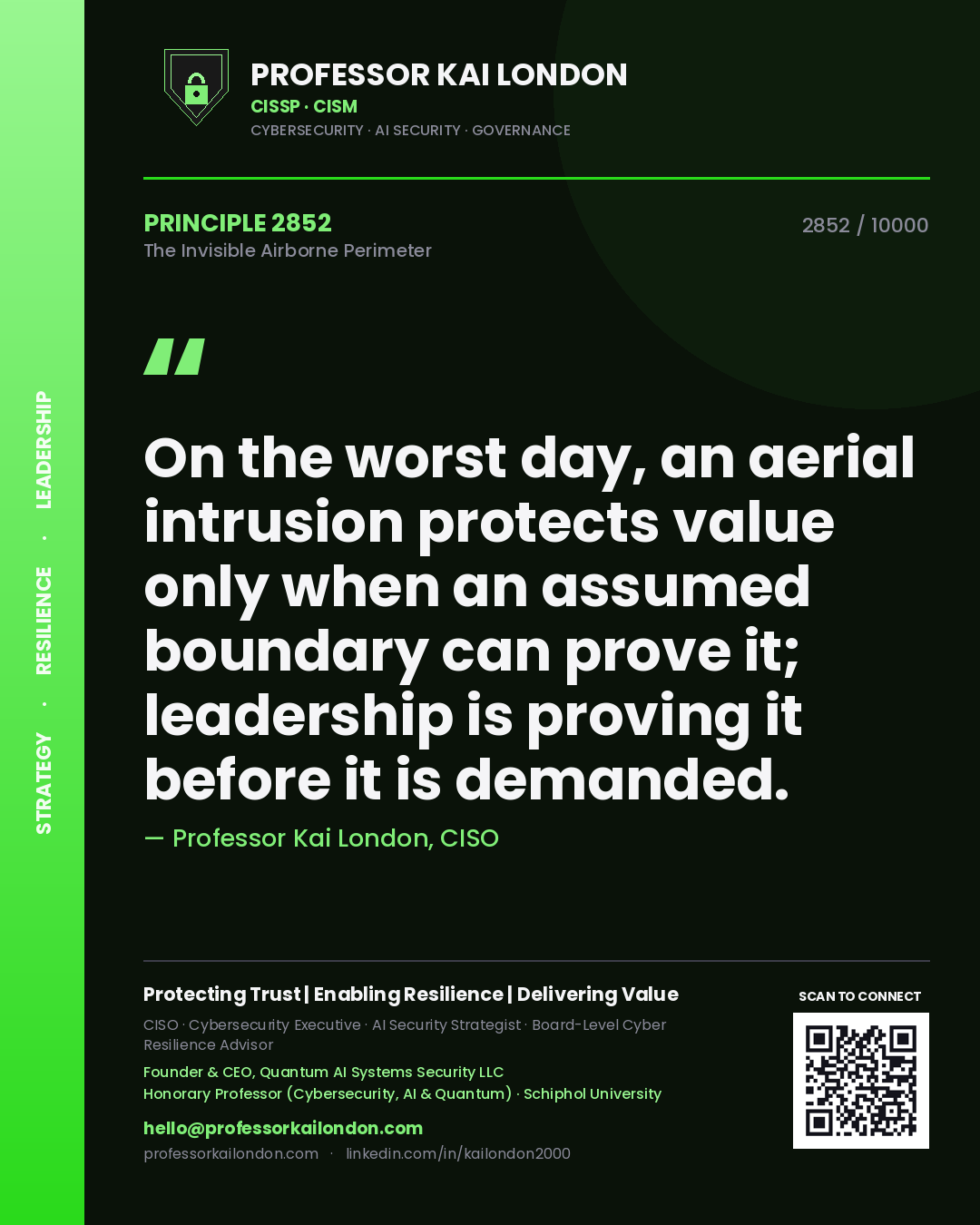 Professor Kai London principle 2852: On the worst day, an aerial intrusion protects value only when an assumed boundary can prove it; leadership is proving it before it is demanded.