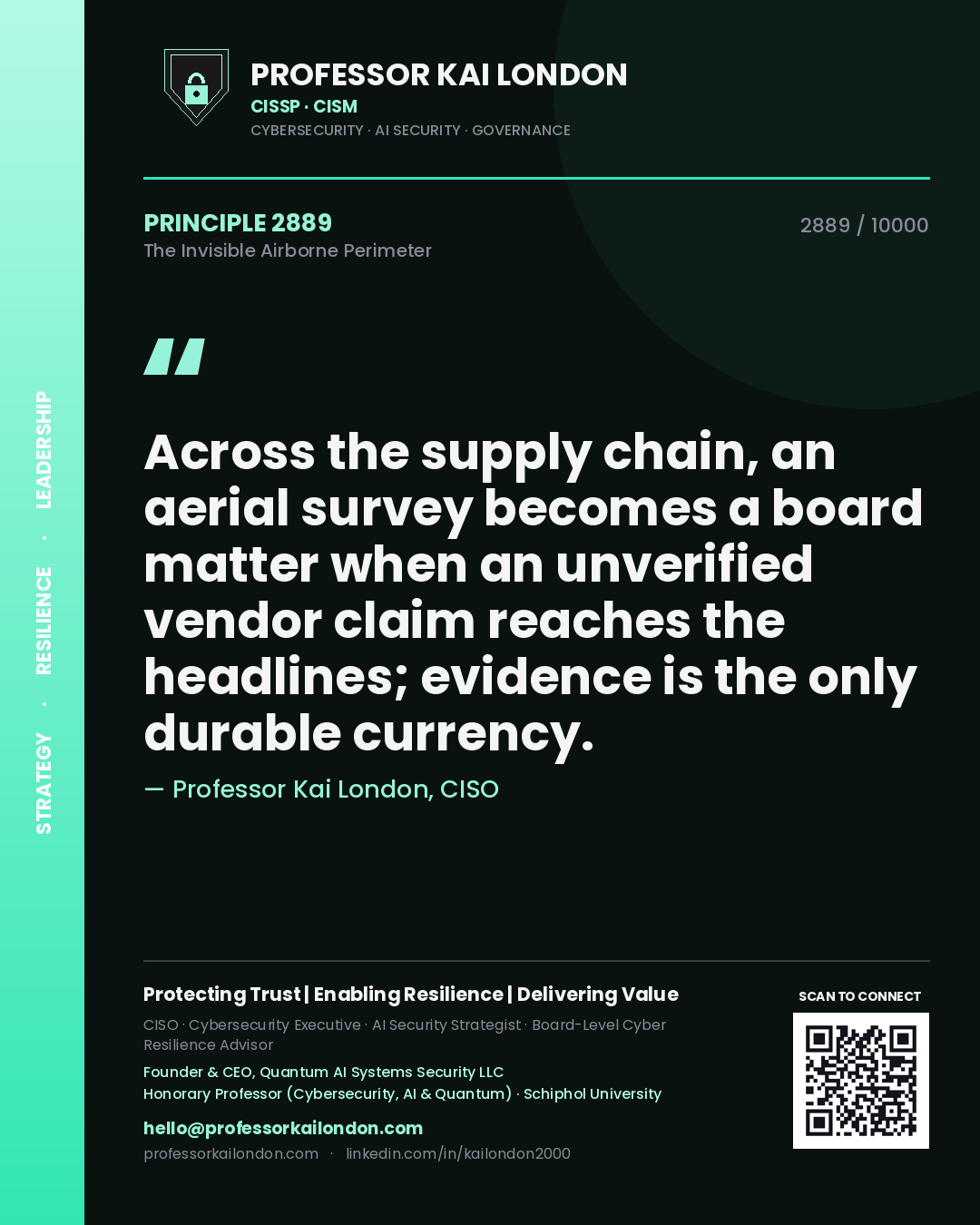 Professor Kai London principle 2889: Across the supply chain, an aerial survey becomes a board matter when an unverified vendor claim reaches the headlines; evidence is the only durable currency.