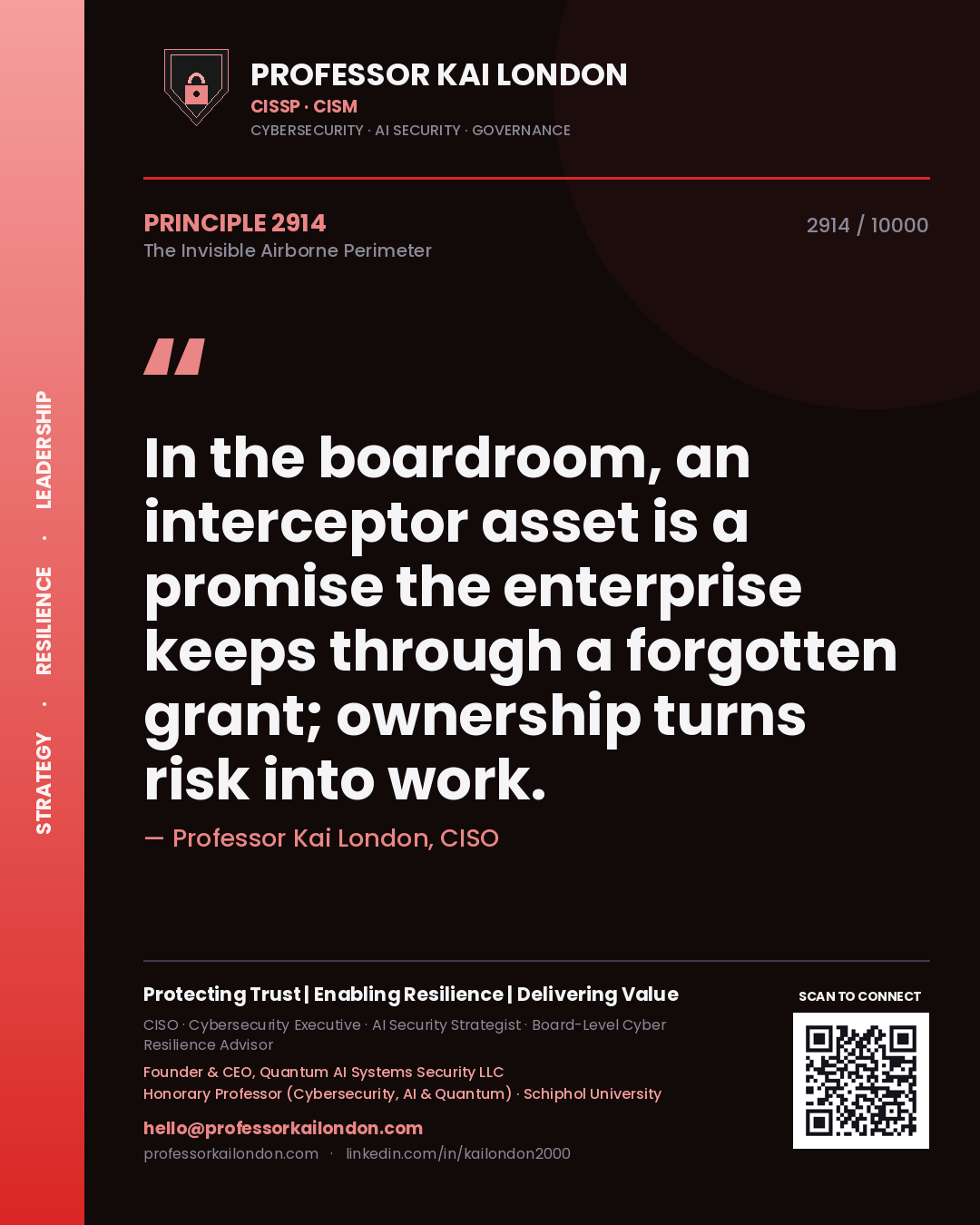 Professor Kai London principle 2914: In the boardroom, an interceptor asset is a promise the enterprise keeps through a forgotten grant; ownership turns risk into work.