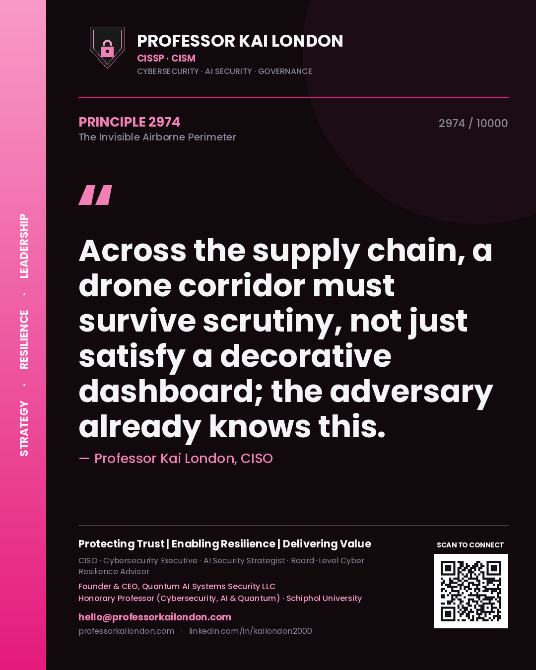 Professor Kai London principle 2974: Across the supply chain, a drone corridor must survive scrutiny, not just satisfy a decorative dashboard; the adversary already knows this.