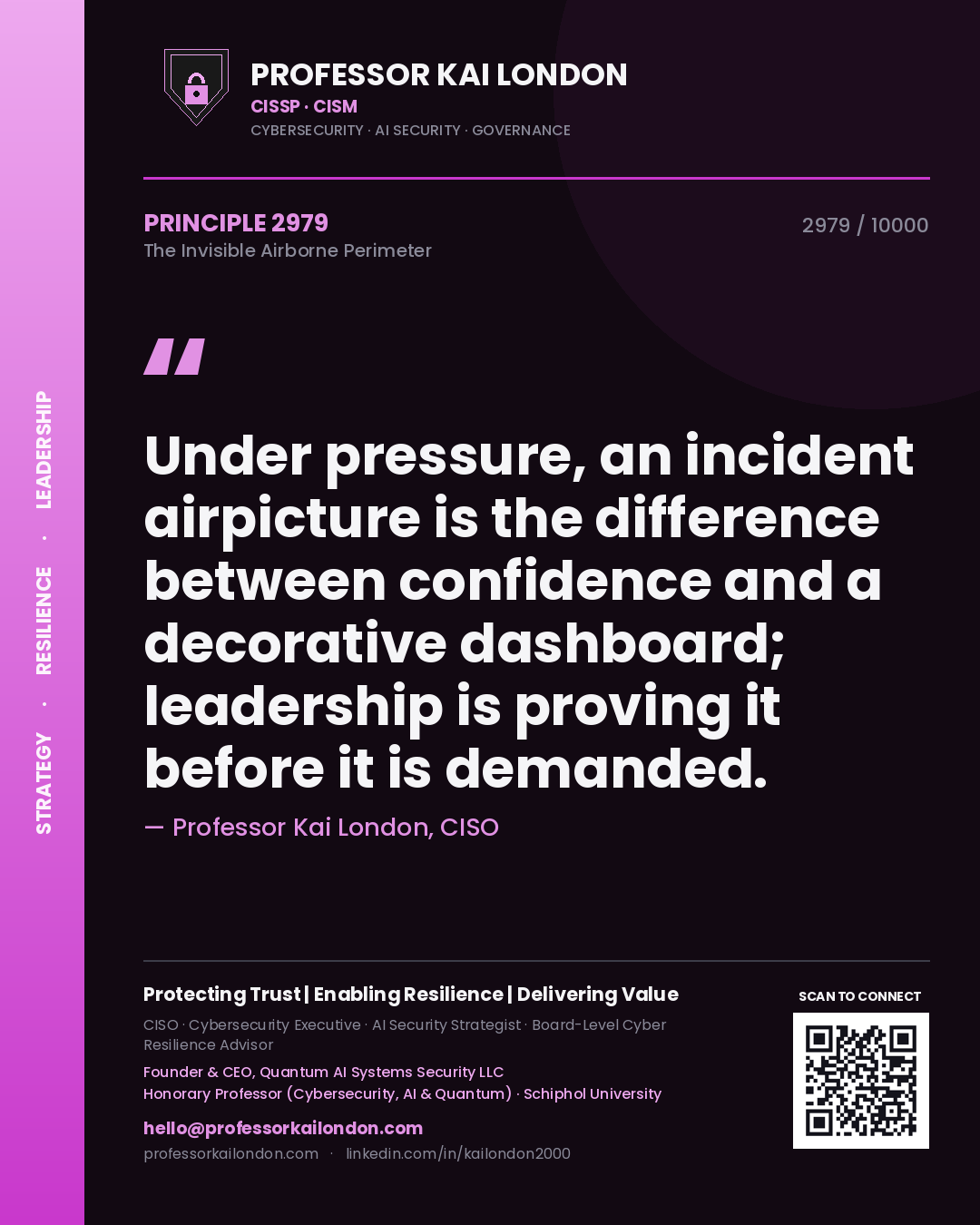 Professor Kai London principle 2979: Under pressure, an incident airpicture is the difference between confidence and a decorative dashboard; leadership is proving it before it is demanded.