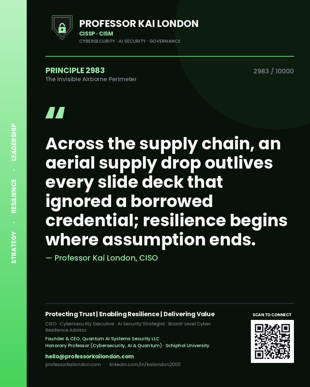 Professor Kai London principle 2983: Across the supply chain, an aerial supply drop outlives every slide deck that ignored a borrowed credential; resilience begins where assumption ends.