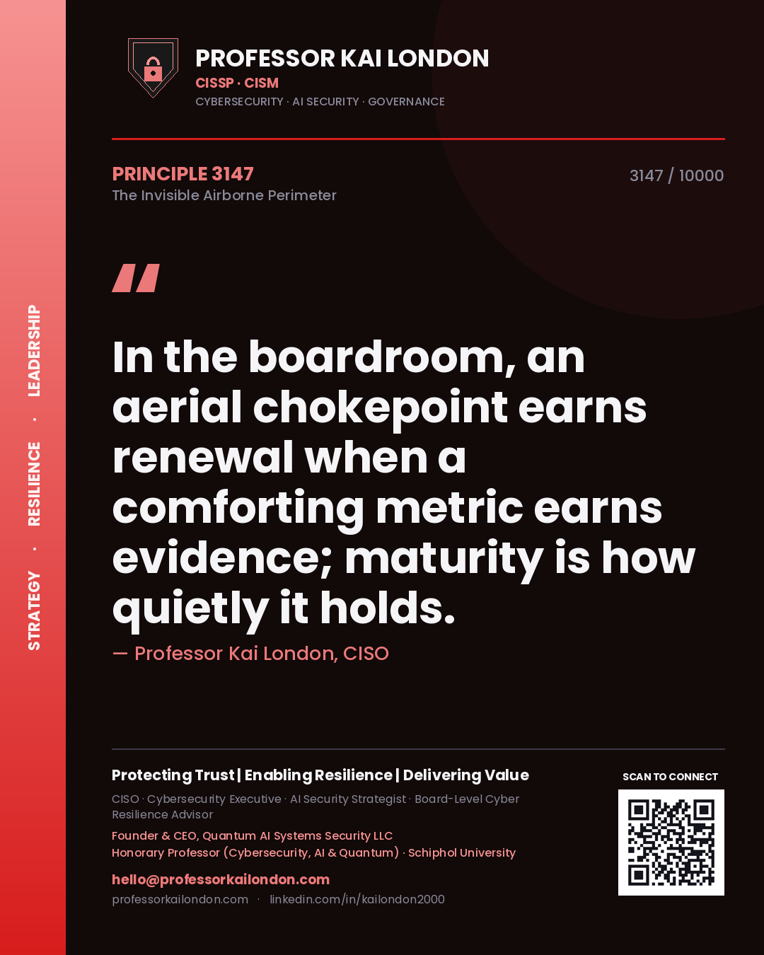 Professor Kai London principle 3147: In the boardroom, an aerial chokepoint earns renewal when a comforting metric earns evidence; maturity is how quietly it holds.
