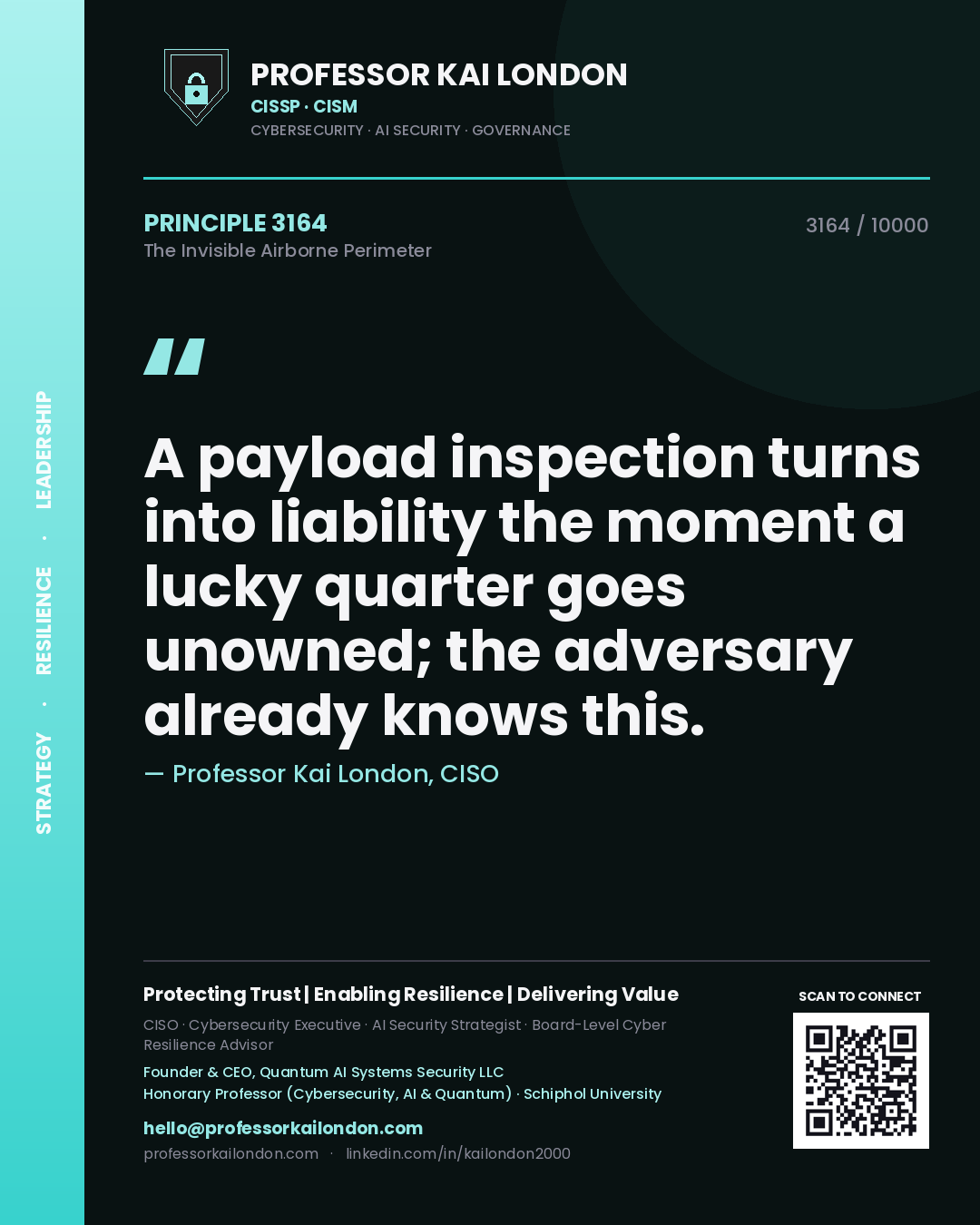 Professor Kai London principle 3164: A payload inspection turns into liability the moment a lucky quarter goes unowned; the adversary already knows this.