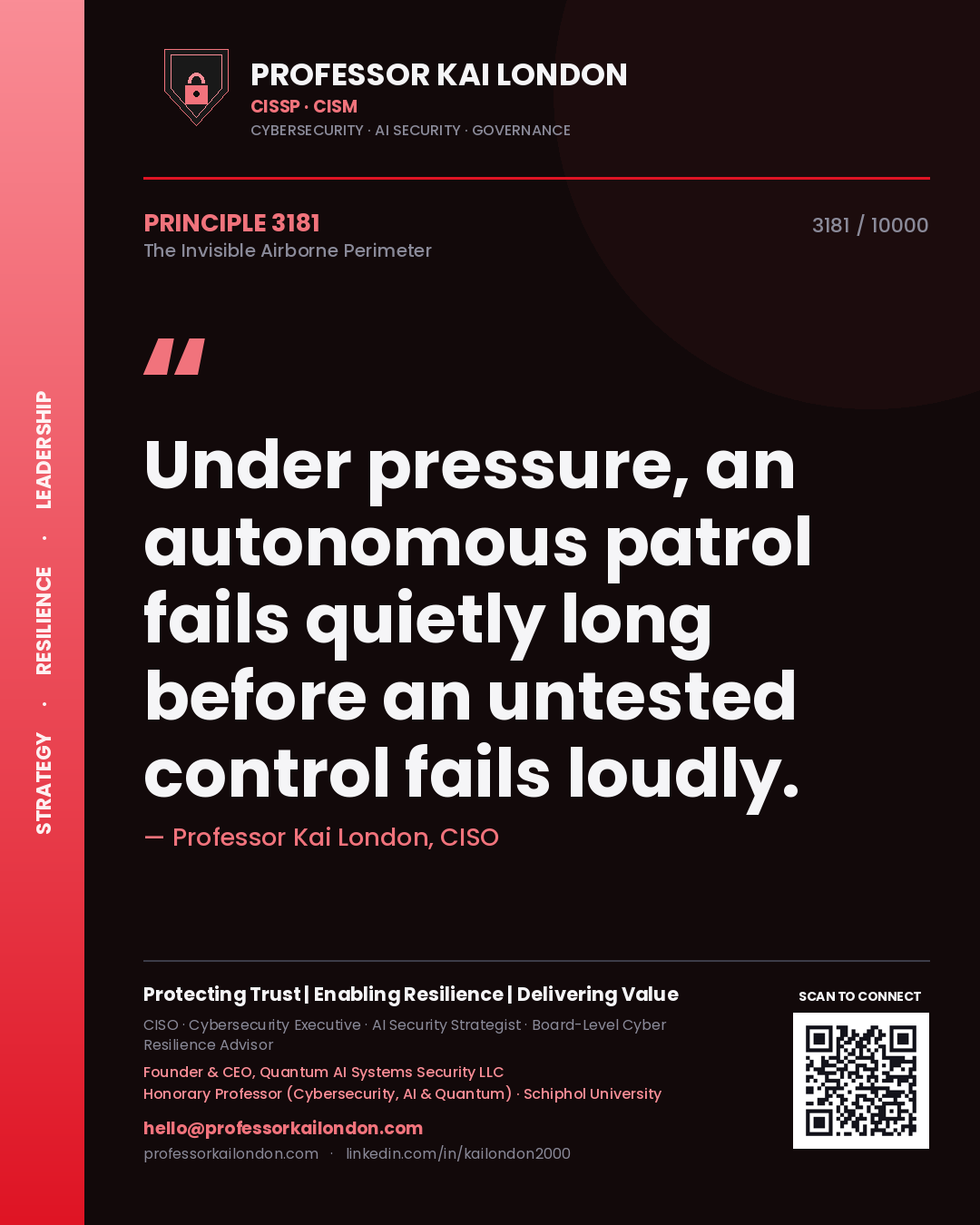 Professor Kai London principle 3181: Under pressure, an autonomous patrol fails quietly long before an untested control fails loudly.