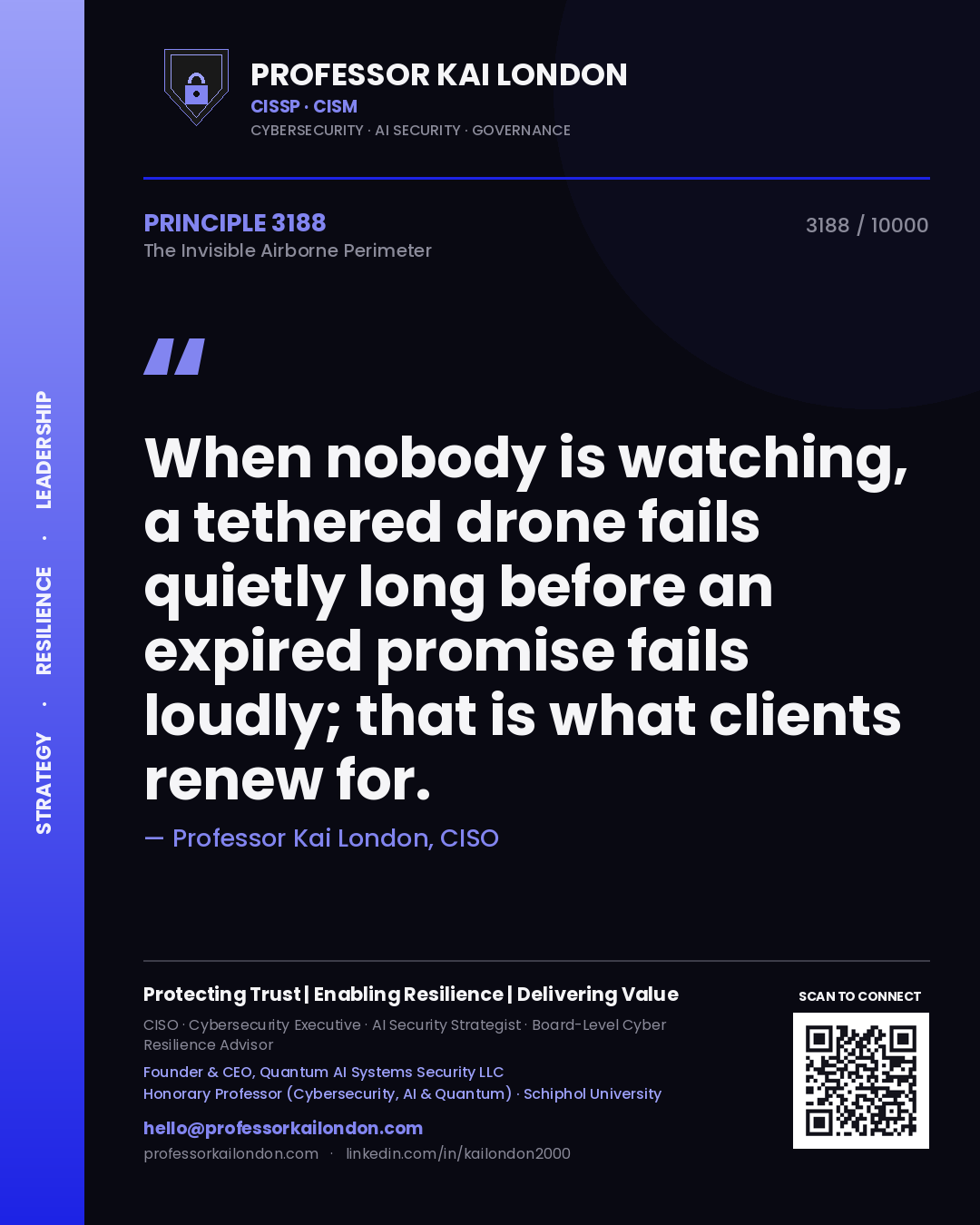 Professor Kai London principle 3188: When nobody is watching, a tethered drone fails quietly long before an expired promise fails loudly; that is what clients renew for.