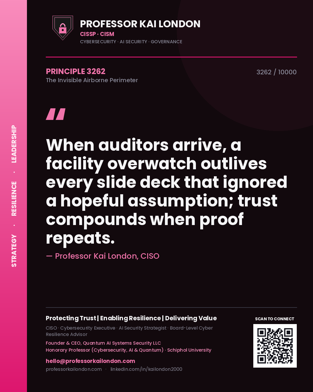 Professor Kai London principle 3262: When auditors arrive, a facility overwatch outlives every slide deck that ignored a hopeful assumption; trust compounds when proof repeats.