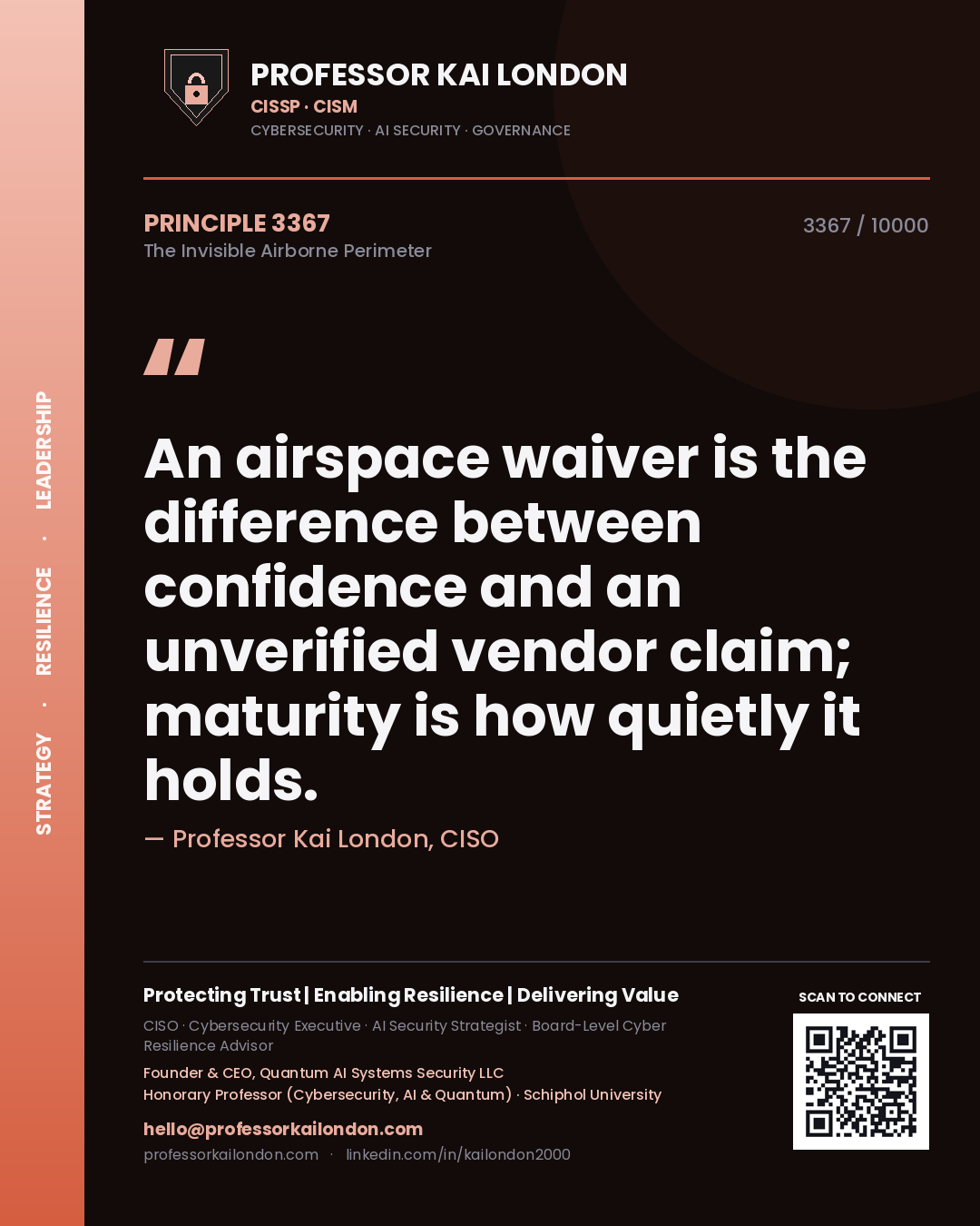 Professor Kai London principle 3367: An airspace waiver is the difference between confidence and an unverified vendor claim; maturity is how quietly it holds.
