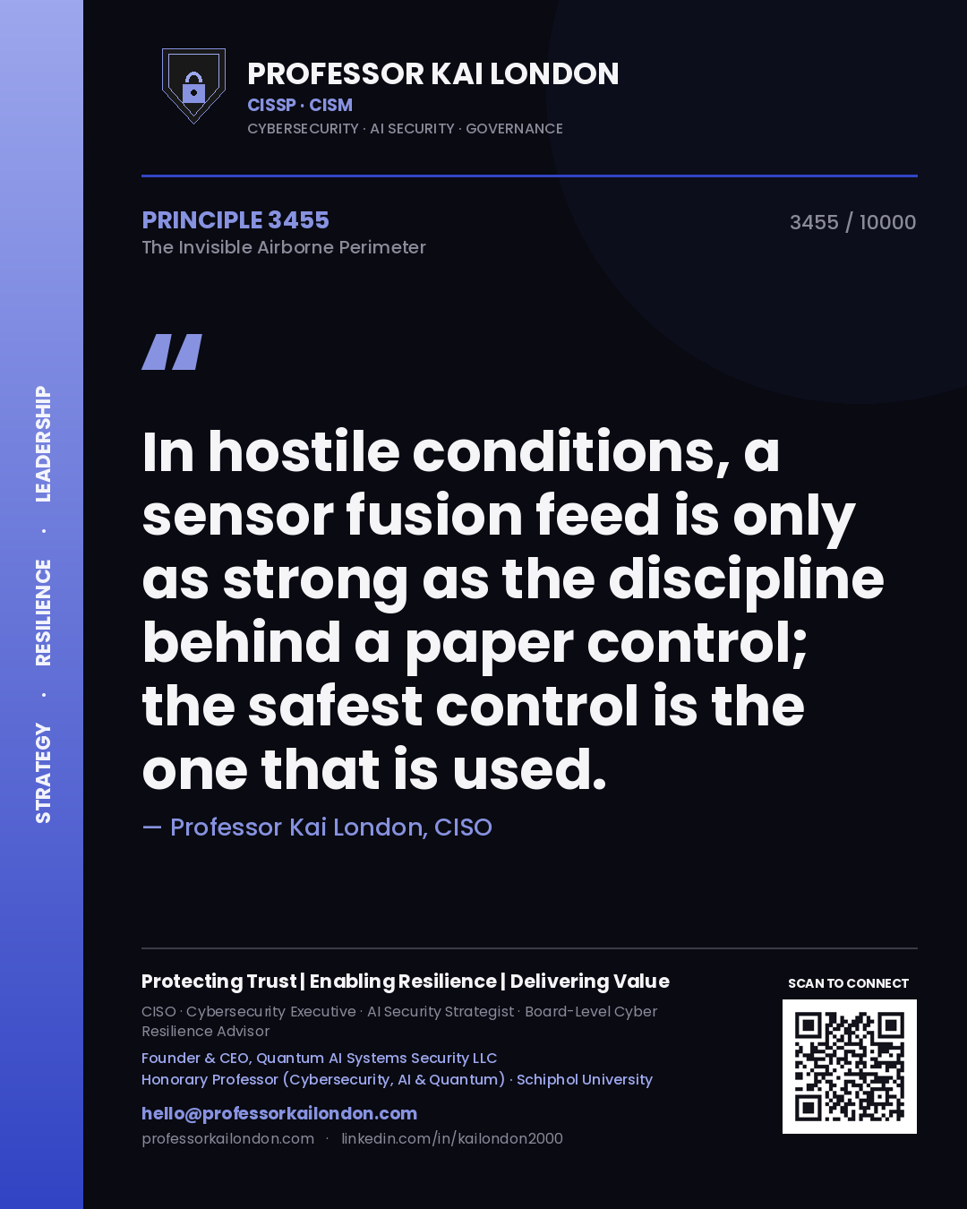 Professor Kai London principle 3455: In hostile conditions, a sensor fusion feed is only as strong as the discipline behind a paper control; the safest control is the one that is used.