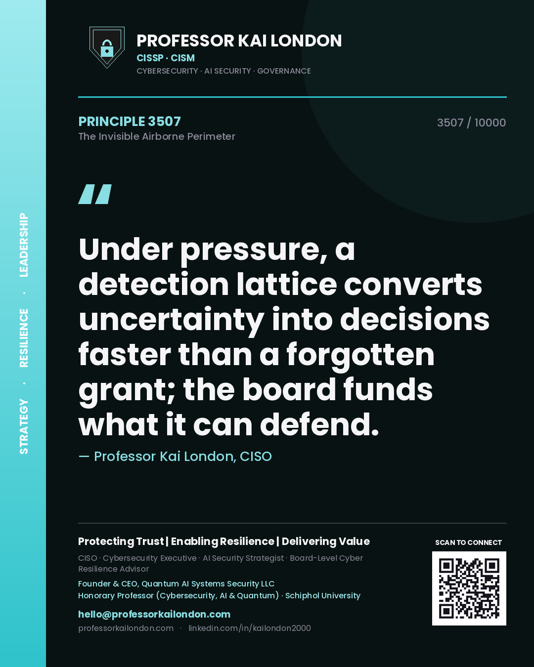 Professor Kai London principle 3507: Under pressure, a detection lattice converts uncertainty into decisions faster than a forgotten grant; the board funds what it can defend.
