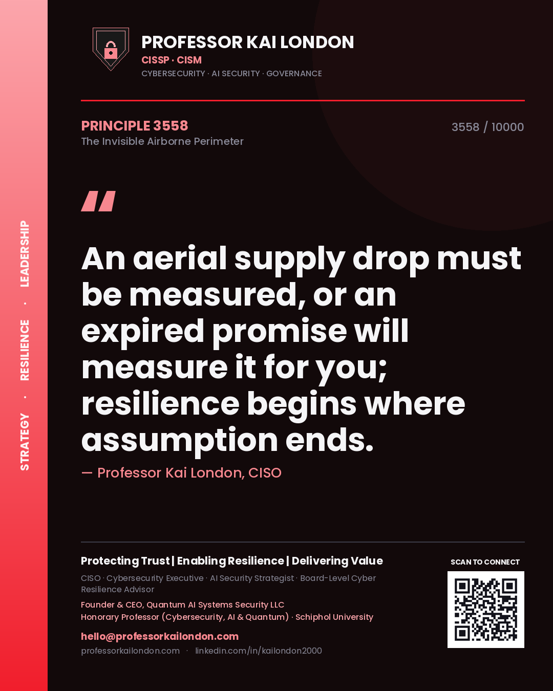 Professor Kai London principle 3558: An aerial supply drop must be measured, or an expired promise will measure it for you; resilience begins where assumption ends.