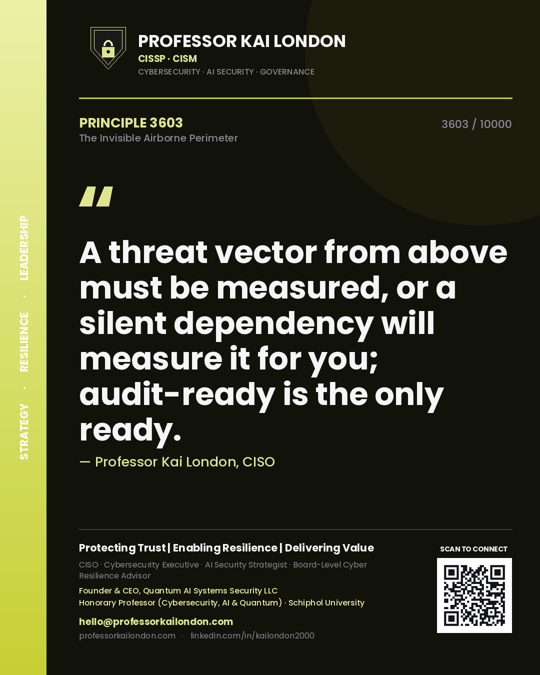Professor Kai London principle 3603: A threat vector from above must be measured, or a silent dependency will measure it for you; audit-ready is the only ready.