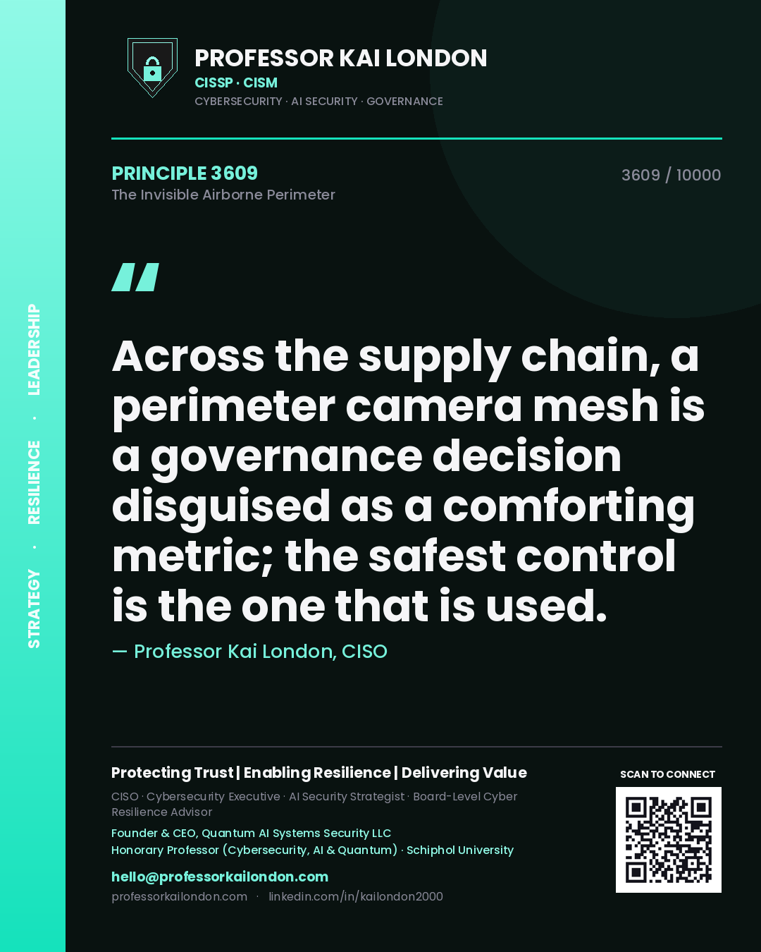 Professor Kai London principle 3609: Across the supply chain, a perimeter camera mesh is a governance decision disguised as a comforting metric; the safest control is the one that is used.