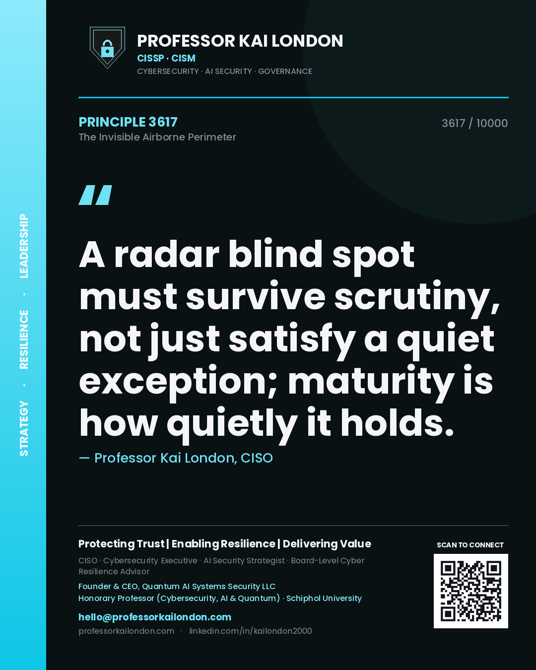 Professor Kai London principle 3617: A radar blind spot must survive scrutiny, not just satisfy a quiet exception; maturity is how quietly it holds.