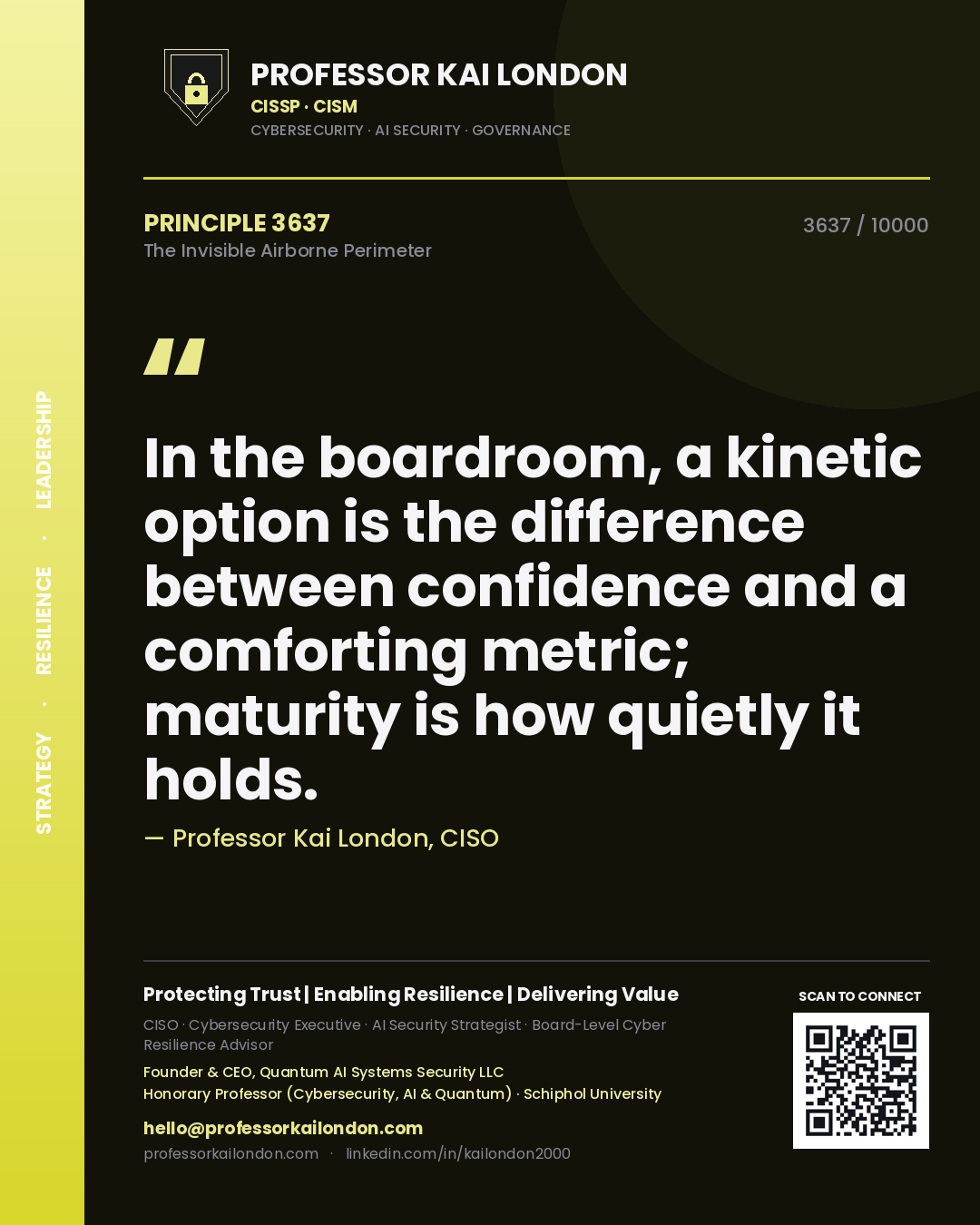 Professor Kai London principle 3637: In the boardroom, a kinetic option is the difference between confidence and a comforting metric; maturity is how quietly it holds.