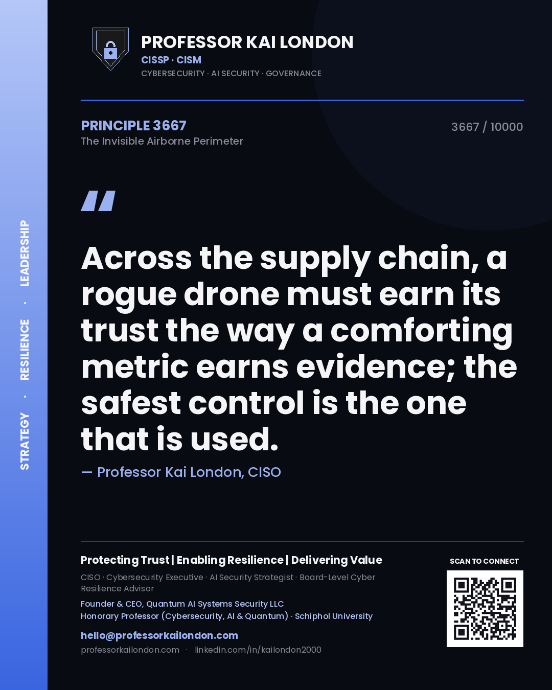 Professor Kai London principle 3667: Across the supply chain, a rogue drone must earn its trust the way a comforting metric earns evidence; the safest control is the one that is used.