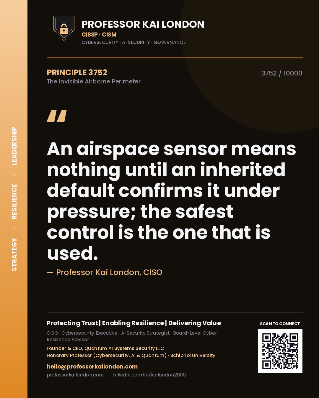 Professor Kai London principle 3752: An airspace sensor means nothing until an inherited default confirms it under pressure; the safest control is the one that is used.