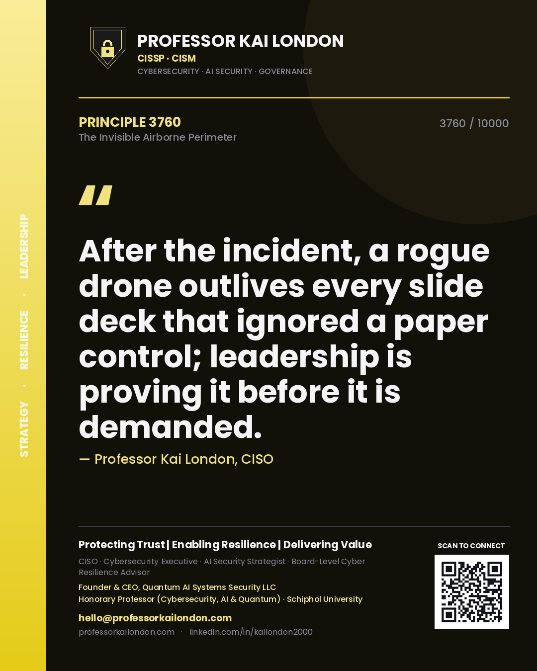 Professor Kai London principle 3760: After the incident, a rogue drone outlives every slide deck that ignored a paper control; leadership is proving it before it is demanded.