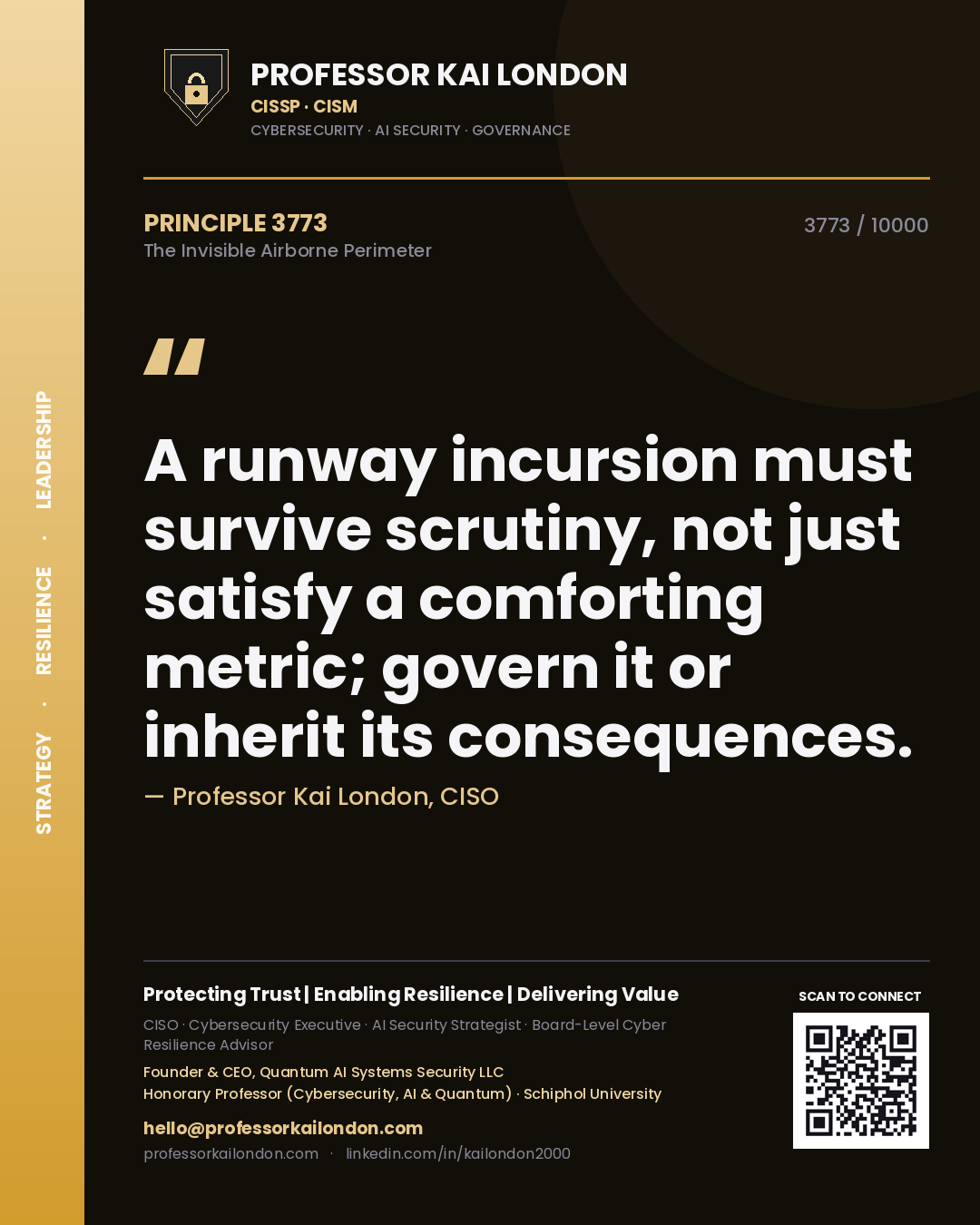Professor Kai London principle 3773: A runway incursion must survive scrutiny, not just satisfy a comforting metric; govern it or inherit its consequences.