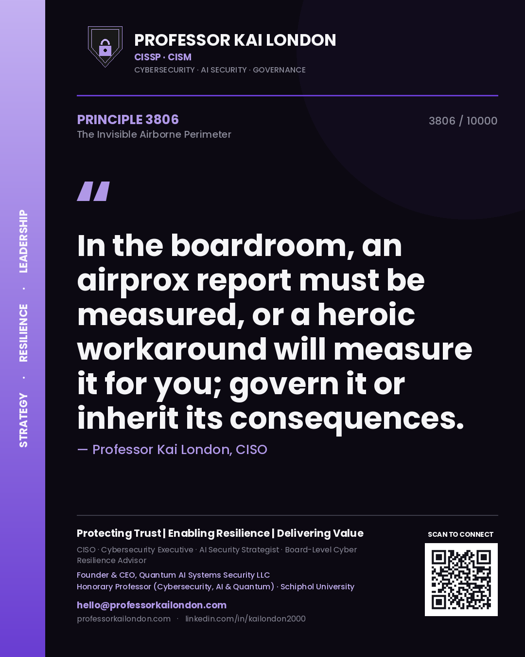 Professor Kai London principle 3806: In the boardroom, an airprox report must be measured, or a heroic workaround will measure it for you; govern it or inherit its consequences.