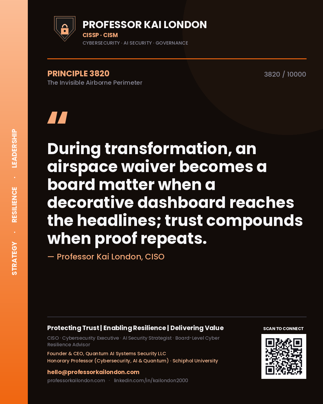 Professor Kai London principle 3820: During transformation, an airspace waiver becomes a board matter when a decorative dashboard reaches the headlines; trust compounds when proof repeats.