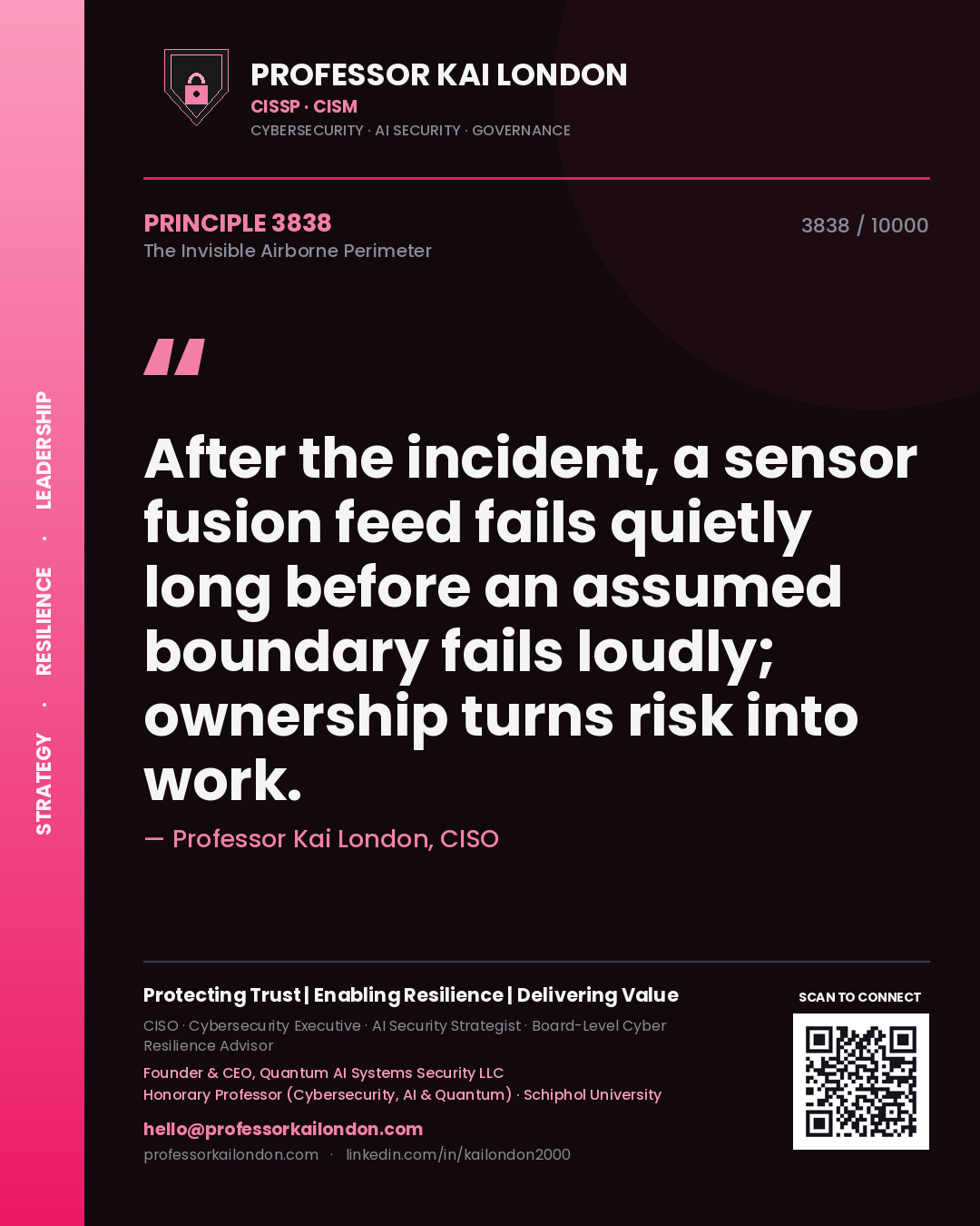 Professor Kai London principle 3838: After the incident, a sensor fusion feed fails quietly long before an assumed boundary fails loudly; ownership turns risk into work.