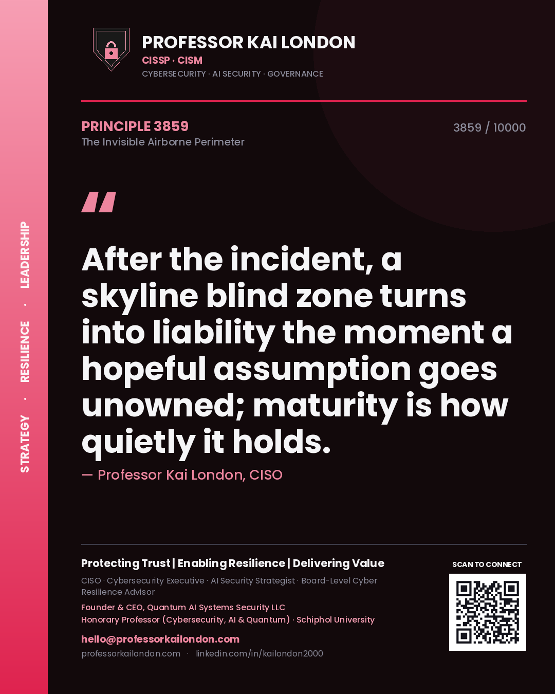 Professor Kai London principle 3859: After the incident, a skyline blind zone turns into liability the moment a hopeful assumption goes unowned; maturity is how quietly it holds.