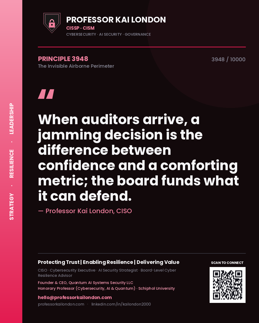 Professor Kai London principle 3948: When auditors arrive, a jamming decision is the difference between confidence and a comforting metric; the board funds what it can defend.