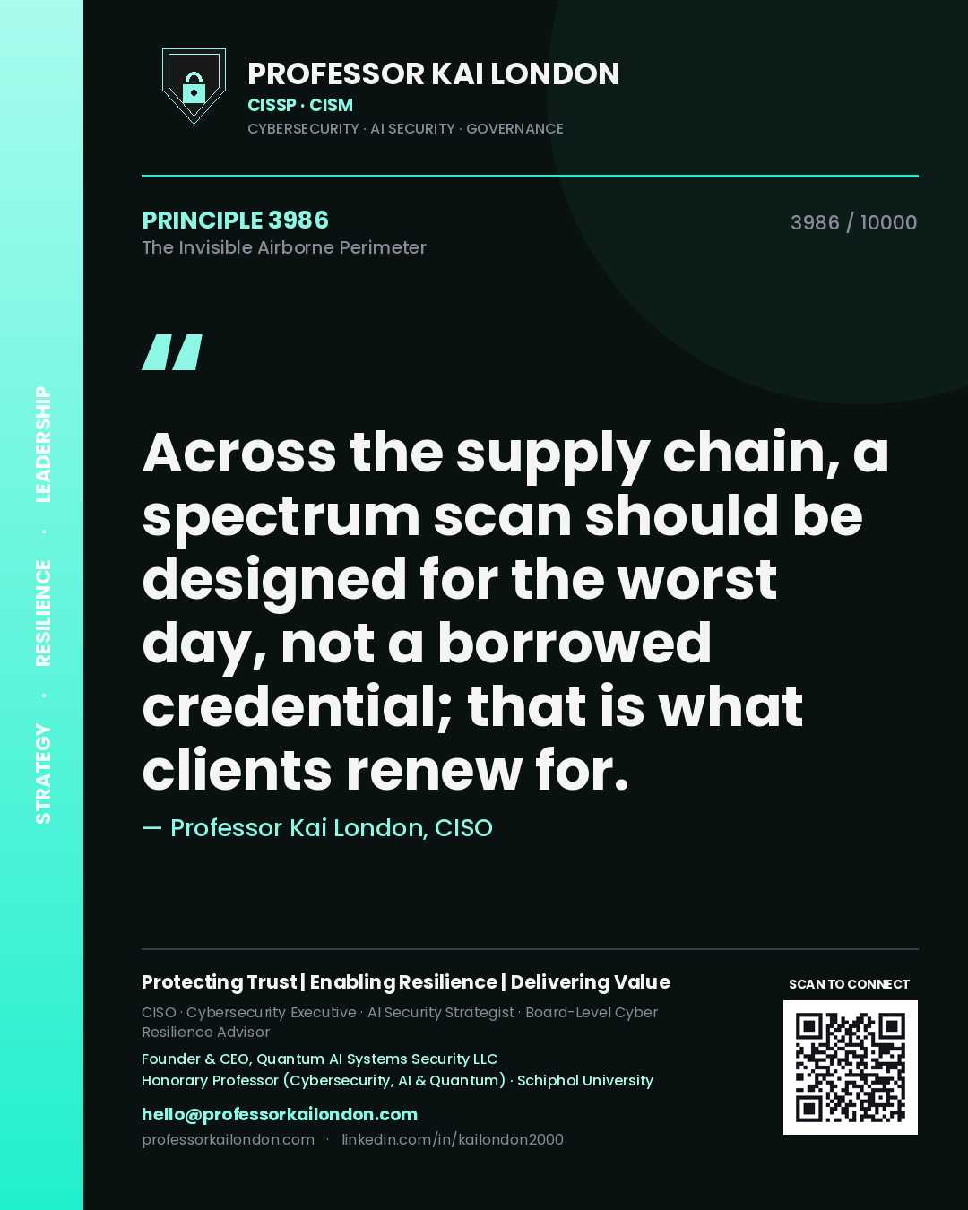 Professor Kai London principle 3986: Across the supply chain, a spectrum scan should be designed for the worst day, not a borrowed credential; that is what clients renew for.