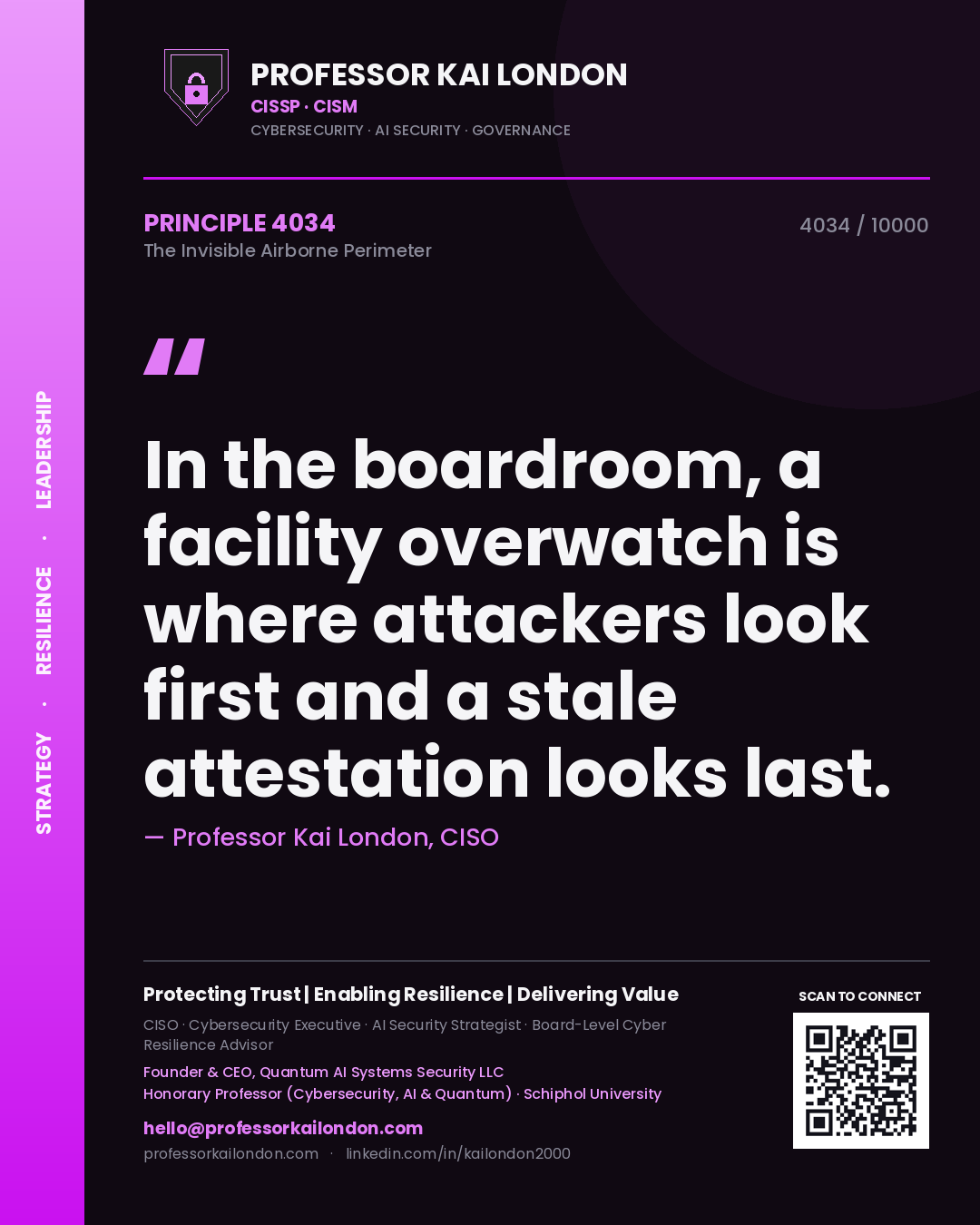 Professor Kai London principle 4034: In the boardroom, a facility overwatch is where attackers look first and a stale attestation looks last.