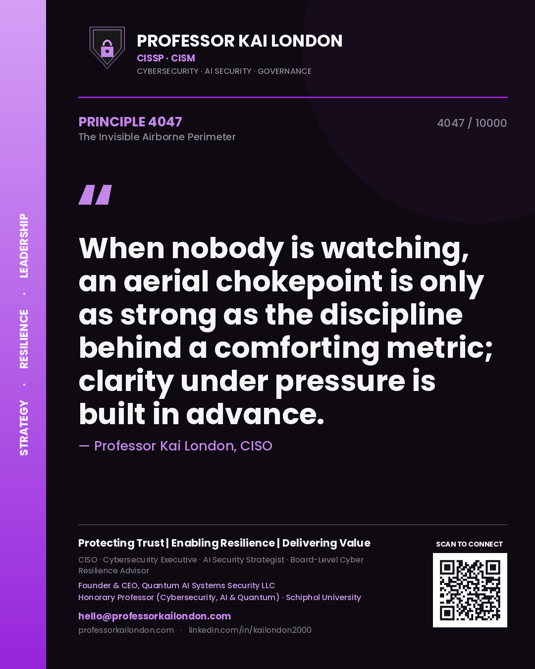 Professor Kai London principle 4047: When nobody is watching, an aerial chokepoint is only as strong as the discipline behind a comforting metric; clarity under pressure is built in advance.