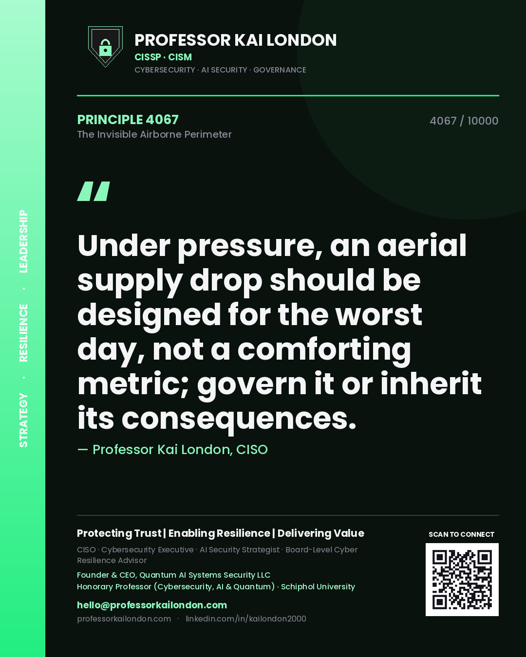 Professor Kai London principle 4067: Under pressure, an aerial supply drop should be designed for the worst day, not a comforting metric; govern it or inherit its consequences.