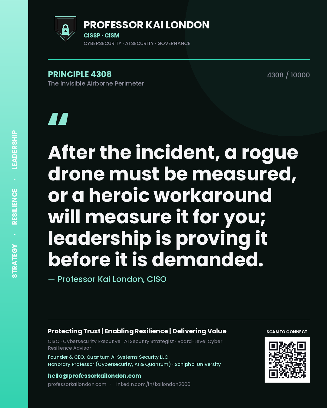 Professor Kai London principle 4308: After the incident, a rogue drone must be measured, or a heroic workaround will measure it for you; leadership is proving it before it is demanded.