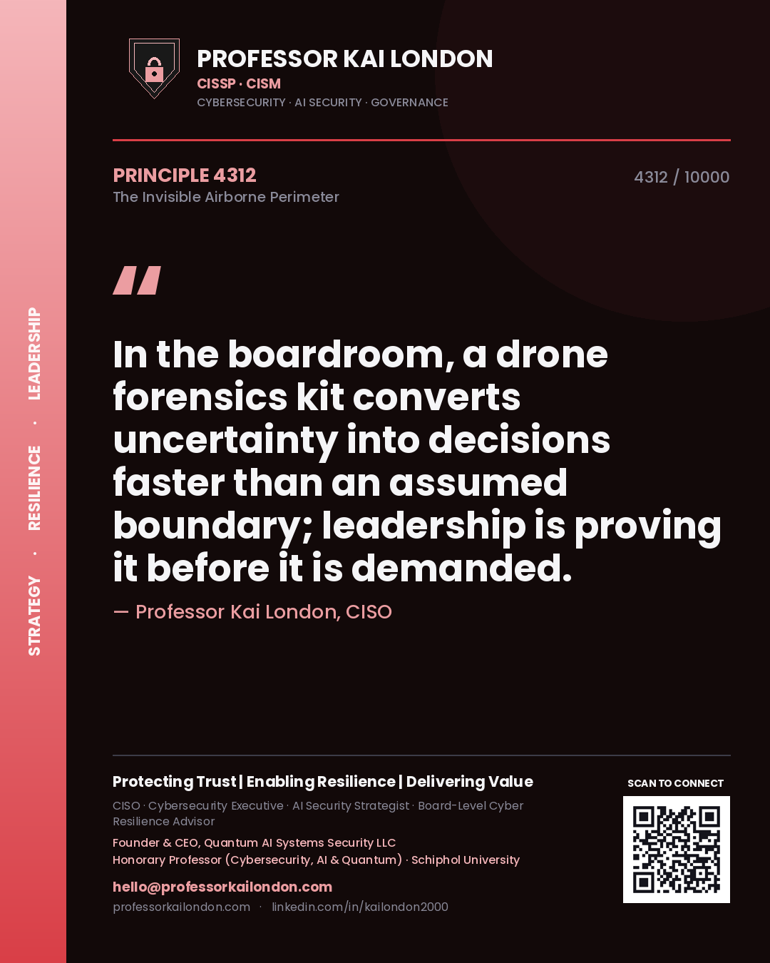 Professor Kai London principle 4312: In the boardroom, a drone forensics kit converts uncertainty into decisions faster than an assumed boundary; leadership is proving it before it is demanded.