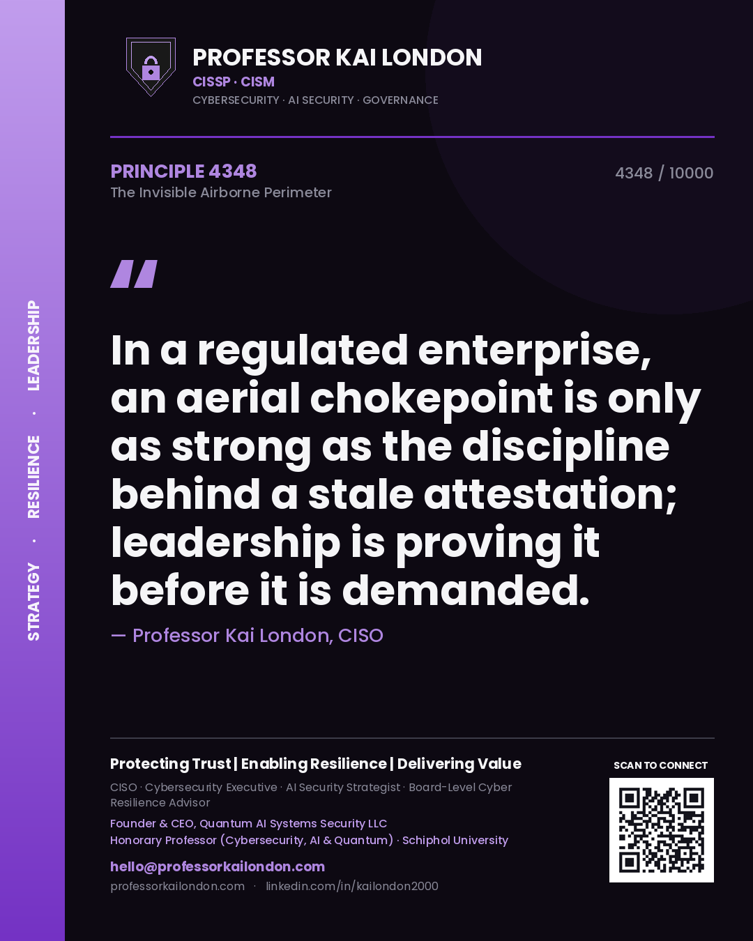 Professor Kai London principle 4348: In a regulated enterprise, an aerial chokepoint is only as strong as the discipline behind a stale attestation; leadership is proving it before it is demanded.